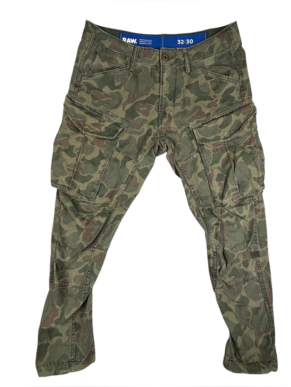 G-Star Raw Pant Men 32X30 Rovic 3D Straight Tapered Green Camo Cargo (Fit 33X30)